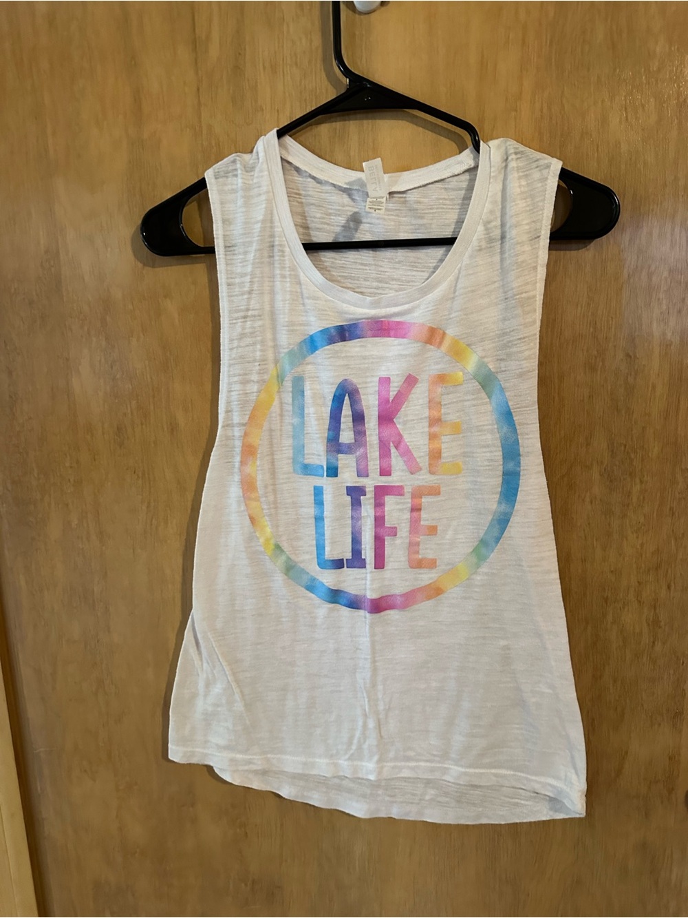 Bella Canvas White Tank with Rainbow 'Lake Life' Graphic